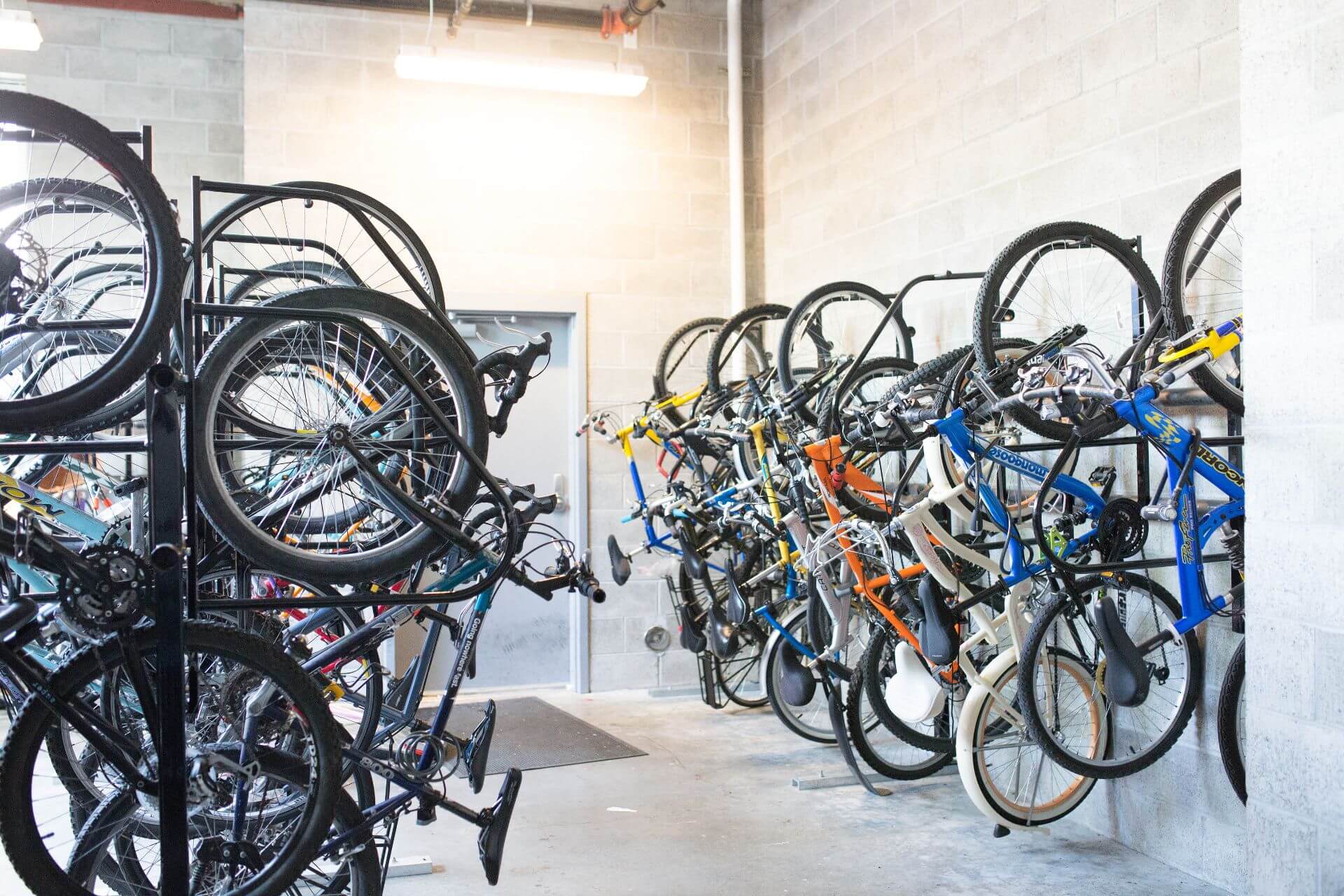 bicycle room at titan court student apartments